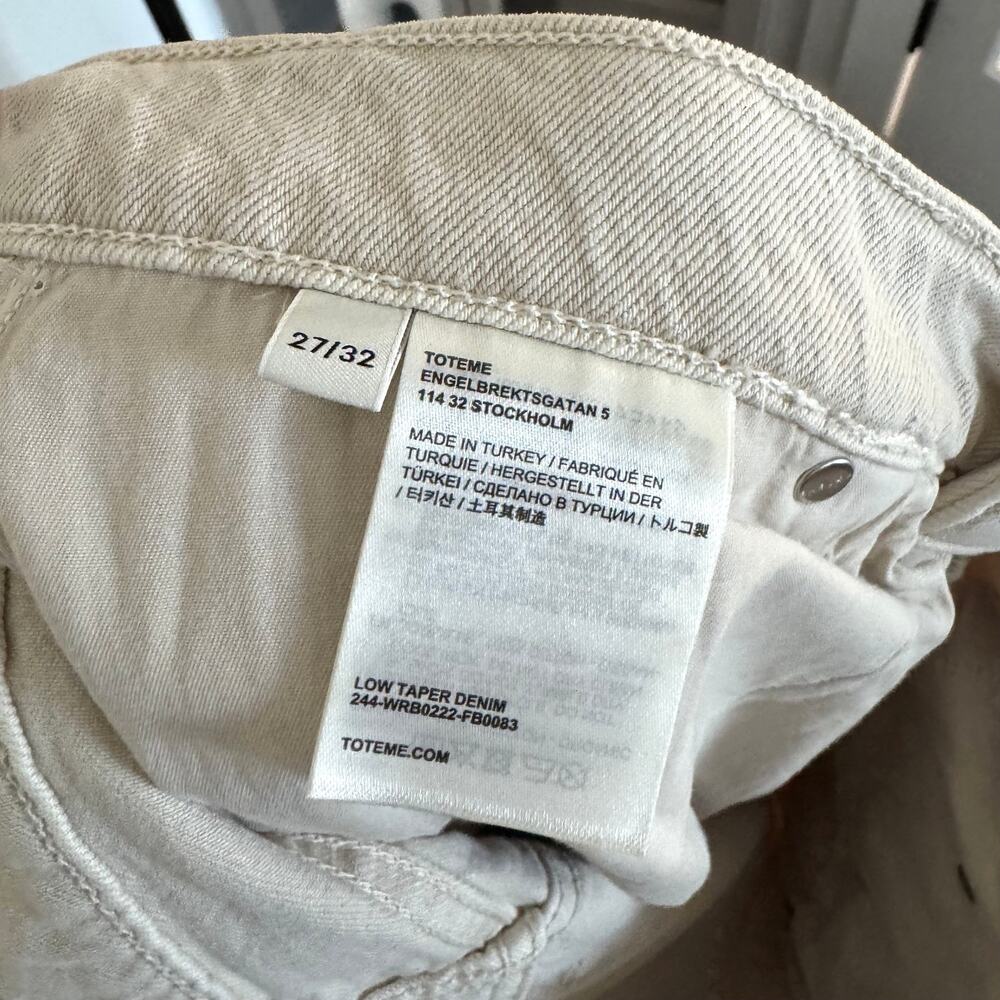Toteme Cotton Organic Low Taper Slim Leg Smoke Grey Denim Jeans 27 NEW Tan Pants - Picture 7 of 7